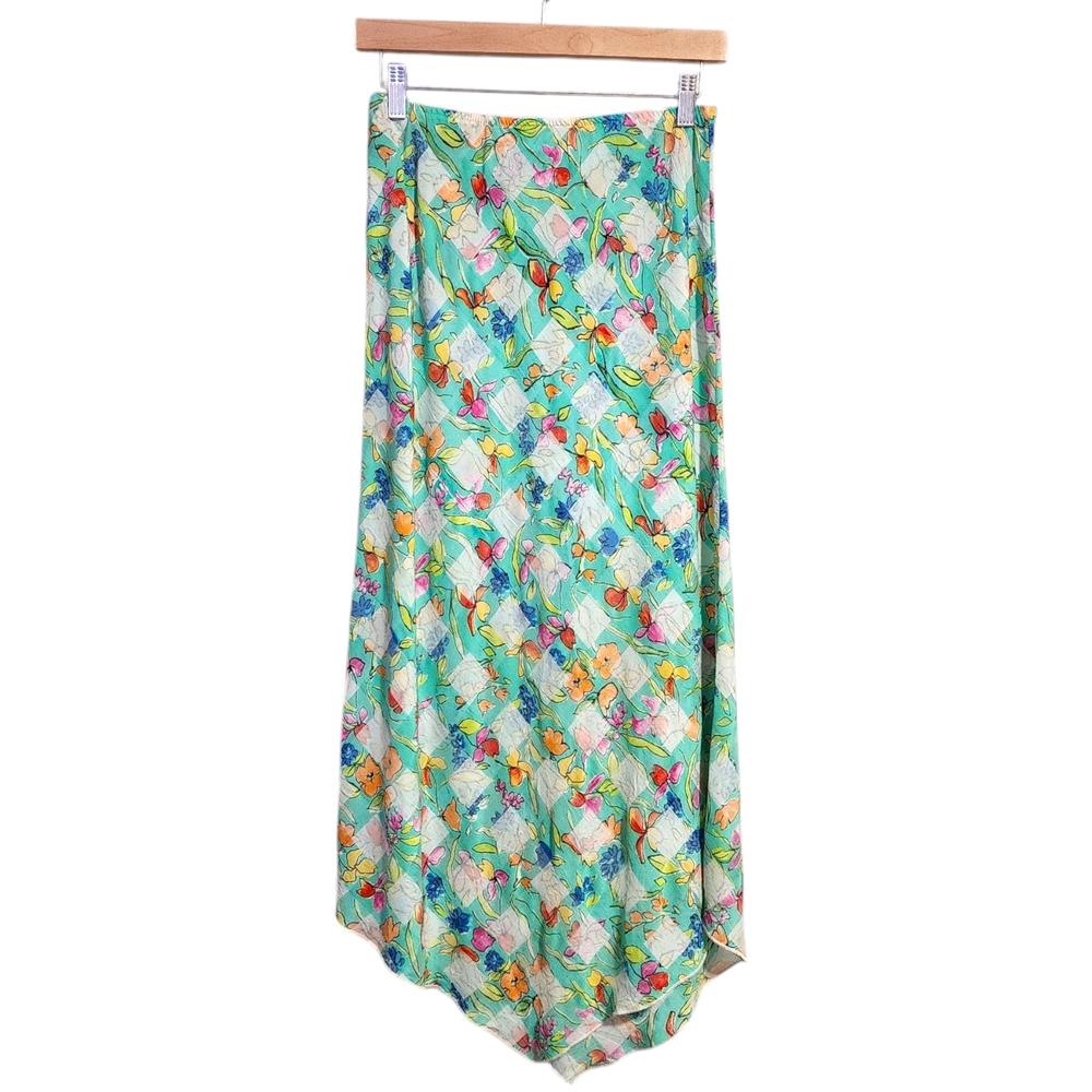 LAPIS x VINTAGE 90s‎ maxi picnic plaid Floral Green Skirt